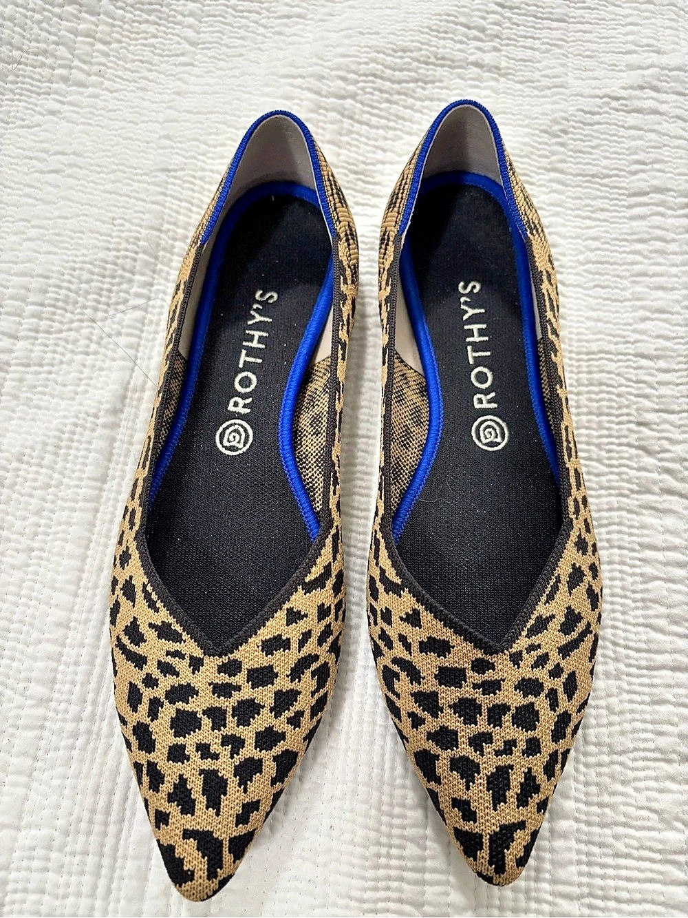Rothy's Point Leopard Flats Brown & Black US 11.5 Like New